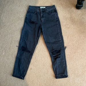 Topshop Moto mom jeans with mesh bum rip